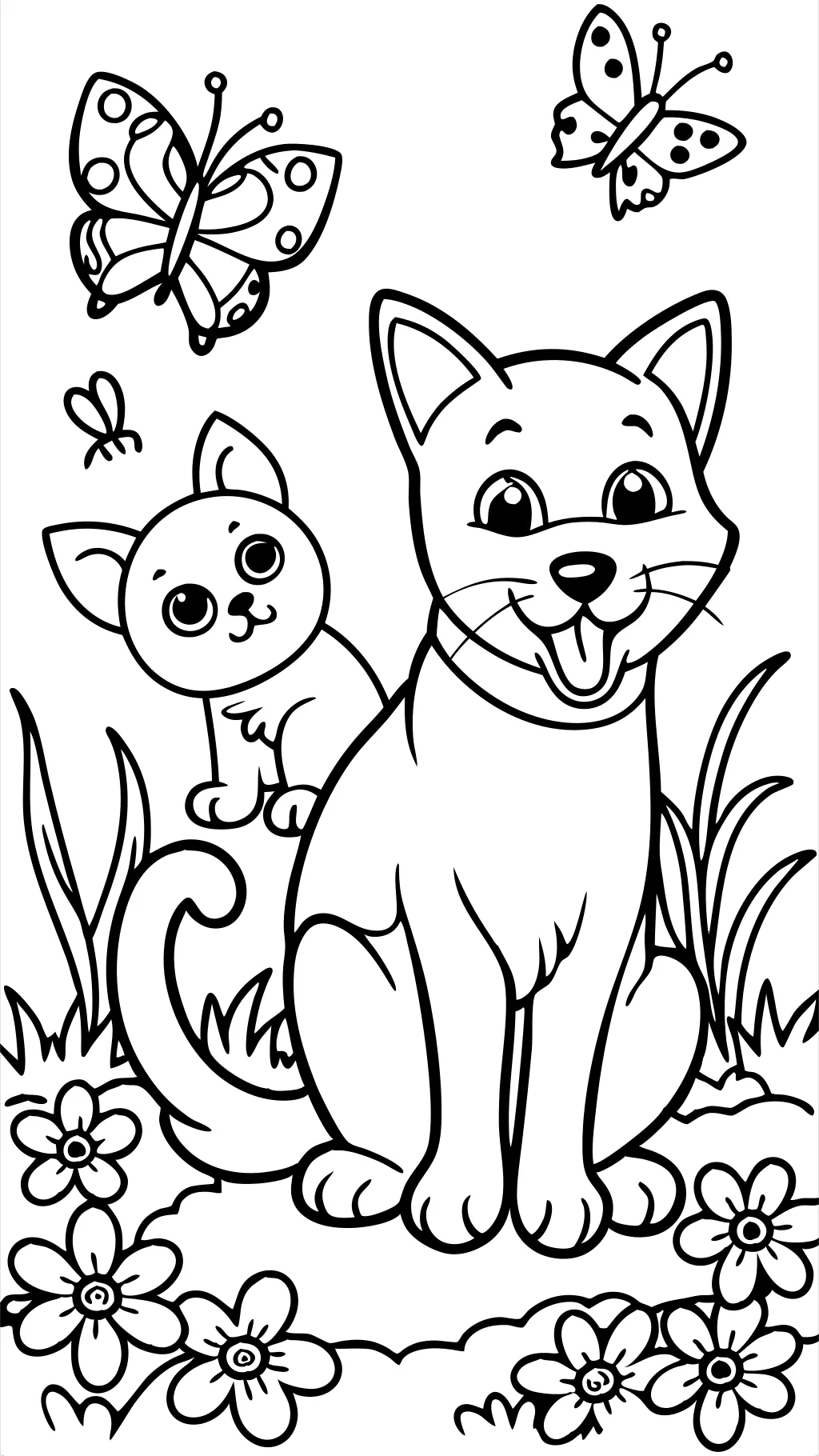 coloring pages cat and dog